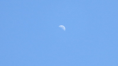かすみ空に見つけた月の写真です