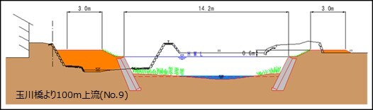玉川橋より100m上流