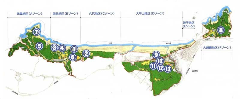 石見海浜公園施設配置図