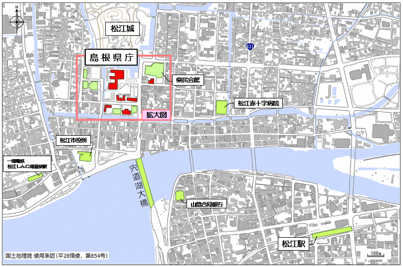県庁舎の位置図