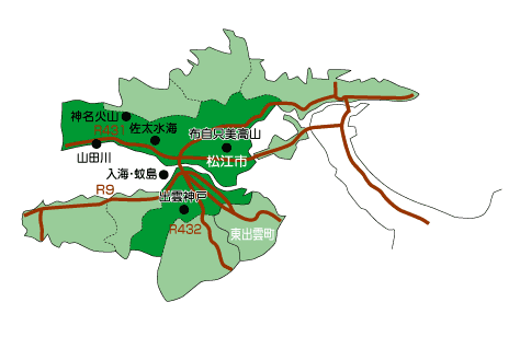 松江市・東出雲町地図