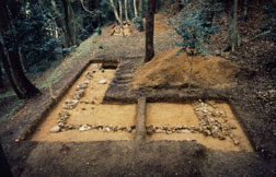 七尾城跡二の段西側帯曲輪の礎石建物跡の画像