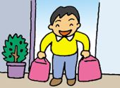 イラスト：両手に荷物でも大丈夫