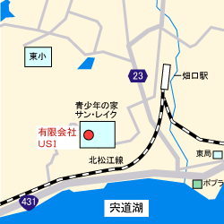 青少年の家サンレイク内食堂の地図