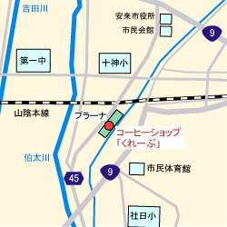 コーヒーショップ「くれーぷ」の地図