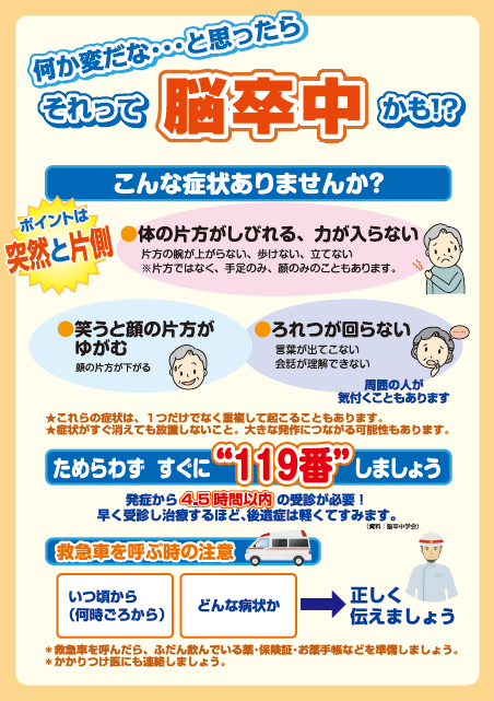 「それって脳卒中かも！？」チラシ表面