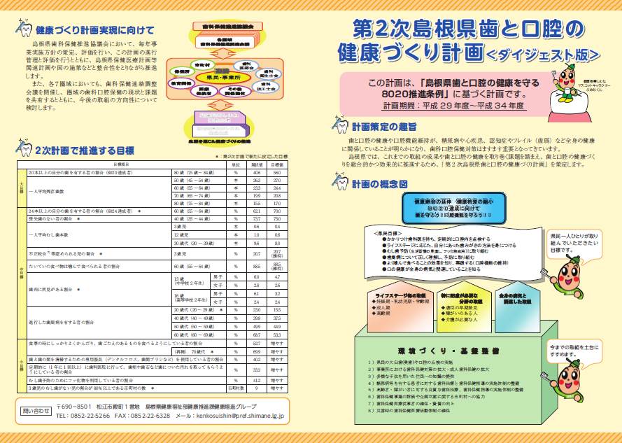 「第2次島根県歯と口腔の健康づくり計画」ダイジェスト版表紙