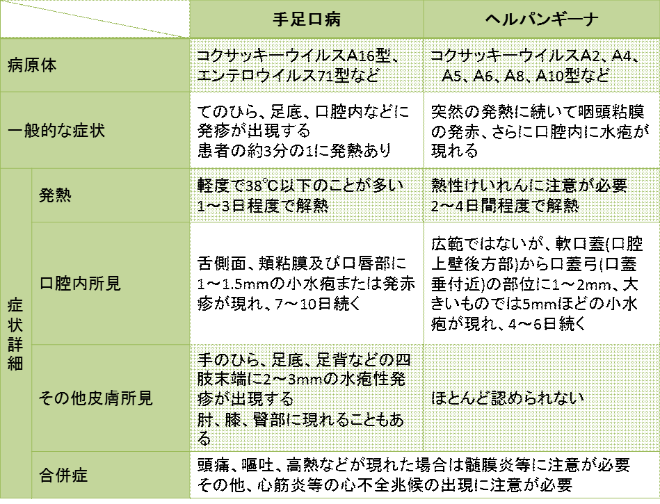 手足口病とヘルパンギーナ