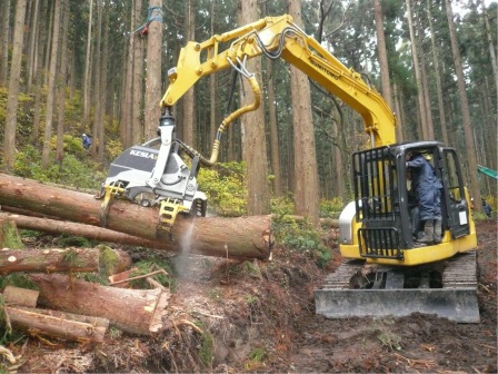 高性能林業機械での作業写真
