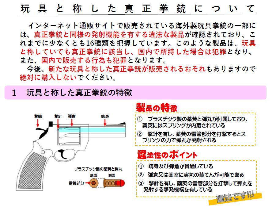 玩具と称した拳銃の特徴