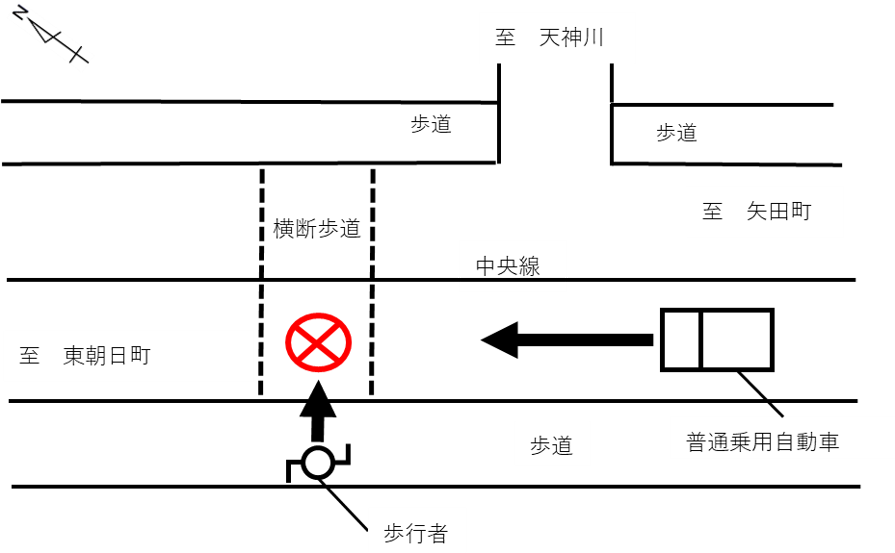 ９月４日発生、松江警察管内交通死亡事故の図面