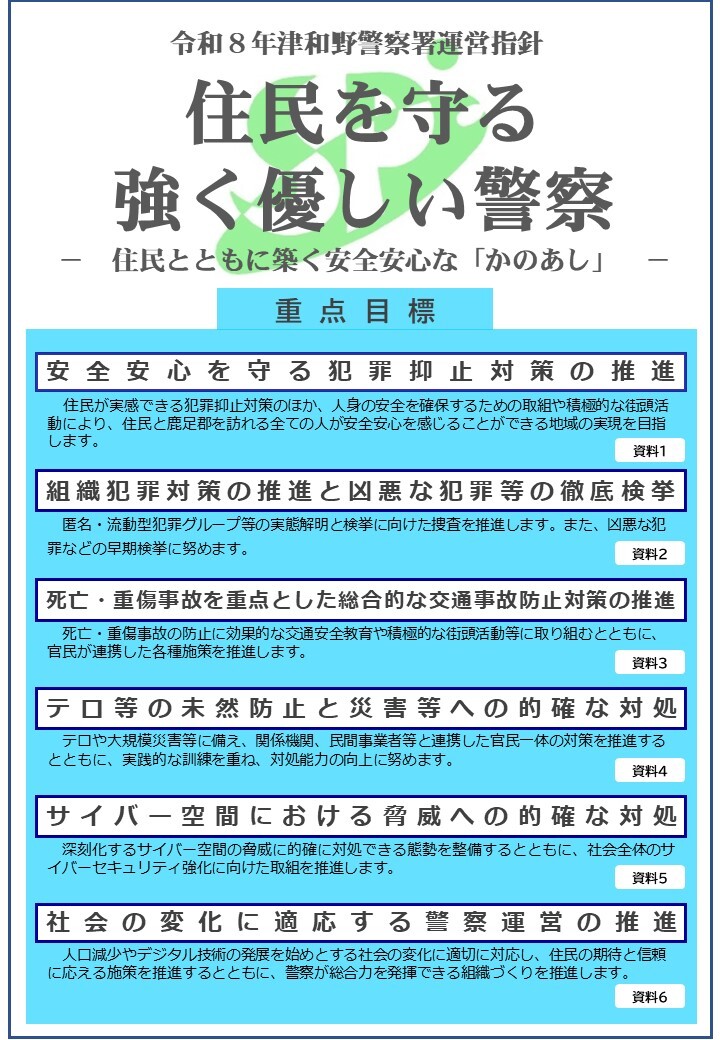 令和８年津和野警察署運営指針・重点目標