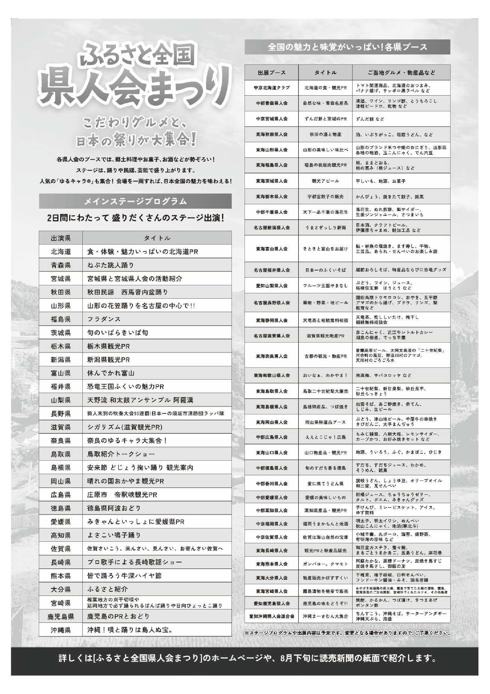 第２１回ふるさと全国県人会まつりチラシ（裏）